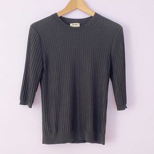 Acne Black Ribbed Short Sleeve Tee
